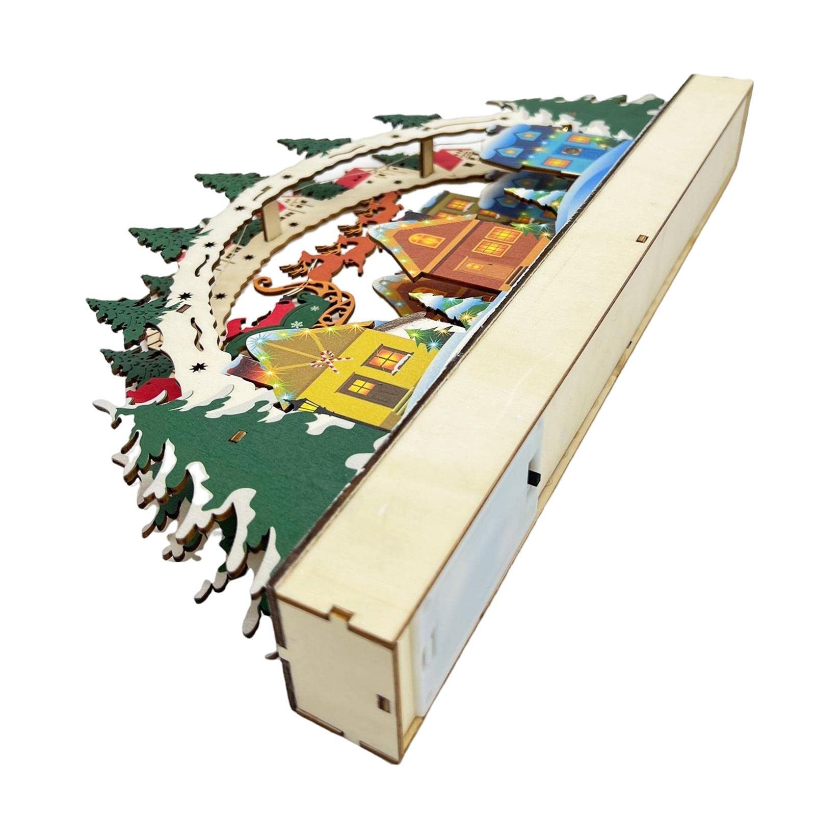 Crèche De Noël En Bois Avec Lumière LED - Décoration Nativité Illuminée Pour Maison, Bureau - Ambiance Féerique