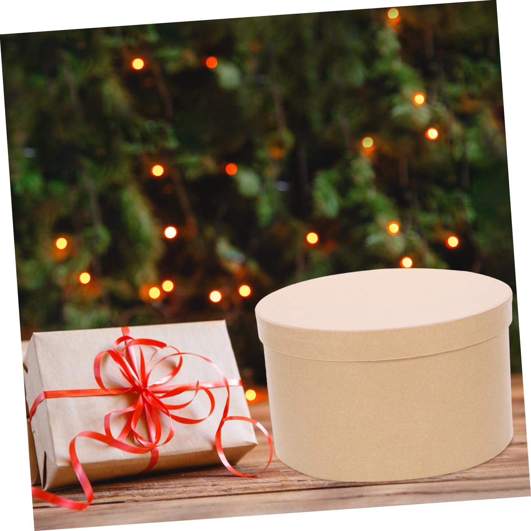 Runde Geschenkbox aus Kraftpapier, 1, 5 Stück für Feste | Khakifarbene Deko Schachtel, Elegante Form, nicht Leicht Abnutzbar, zum Verpacken von Süßwaren und Kleinen Accessoires