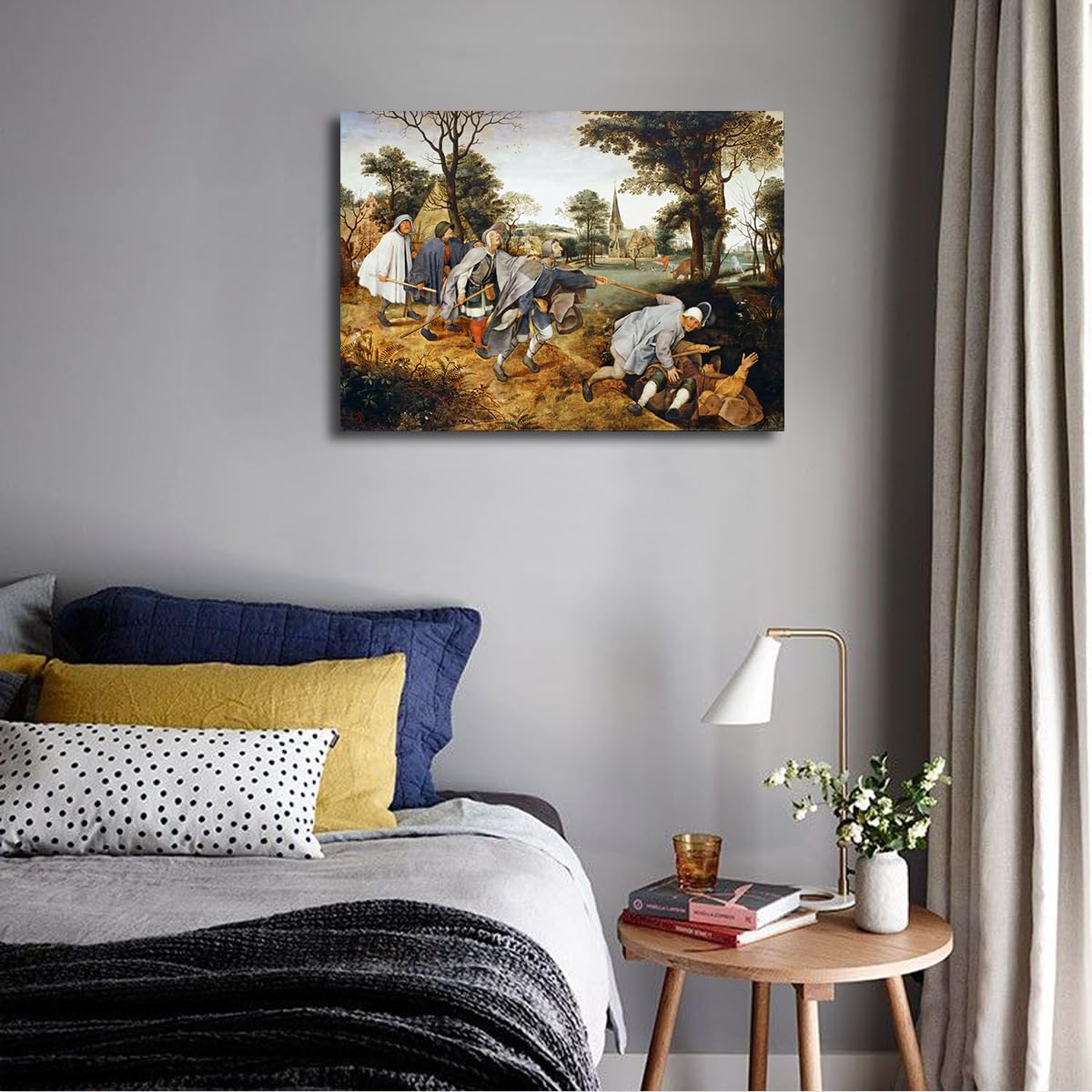 Stampe su tela rinascimentali Il cieco che guida il cieco di Pieter Bruegel il Vecchio Poster d'arte della parete per soggiorno Ufficio Corridoio Decorazione della parete 85x120cm Innerframe