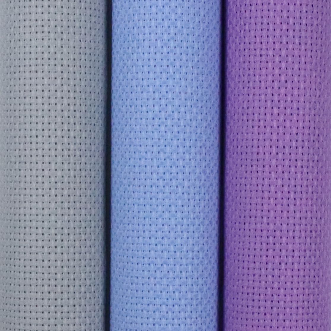 KCS 3 pc of 15" x 18"(38cmx45cm) 14 Count Cross Stitch Cotton Aida Cloth Needlework Rolled Fabric Box,14CT,Light Grey+Light Blue+Lavender