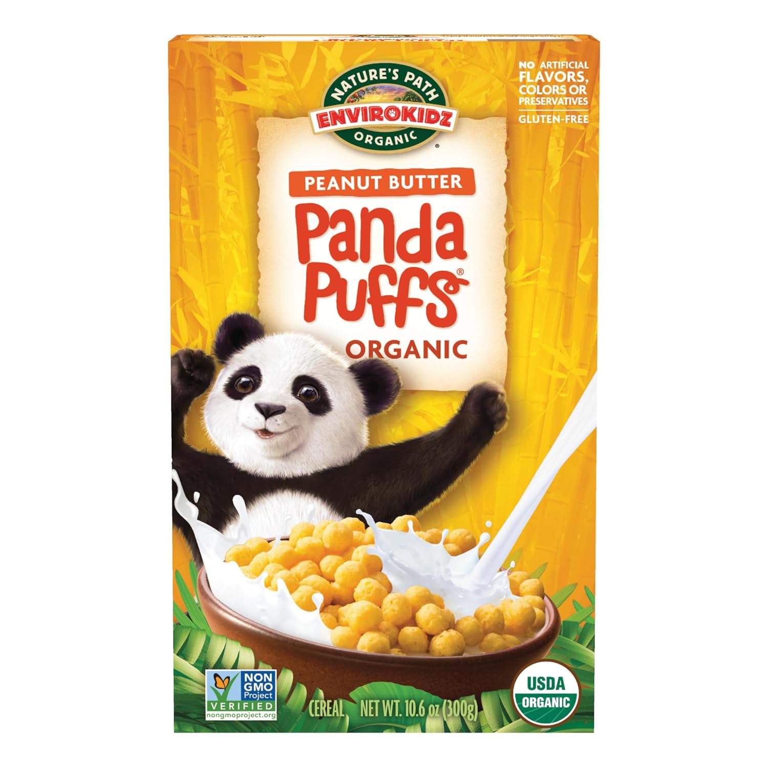 EnviroKidz Organic Panda Puffs Cereal, 10.6 oz (Pack of 1), Peanut Butter, Gluten Free, Non-GMO, by Nature’s Path