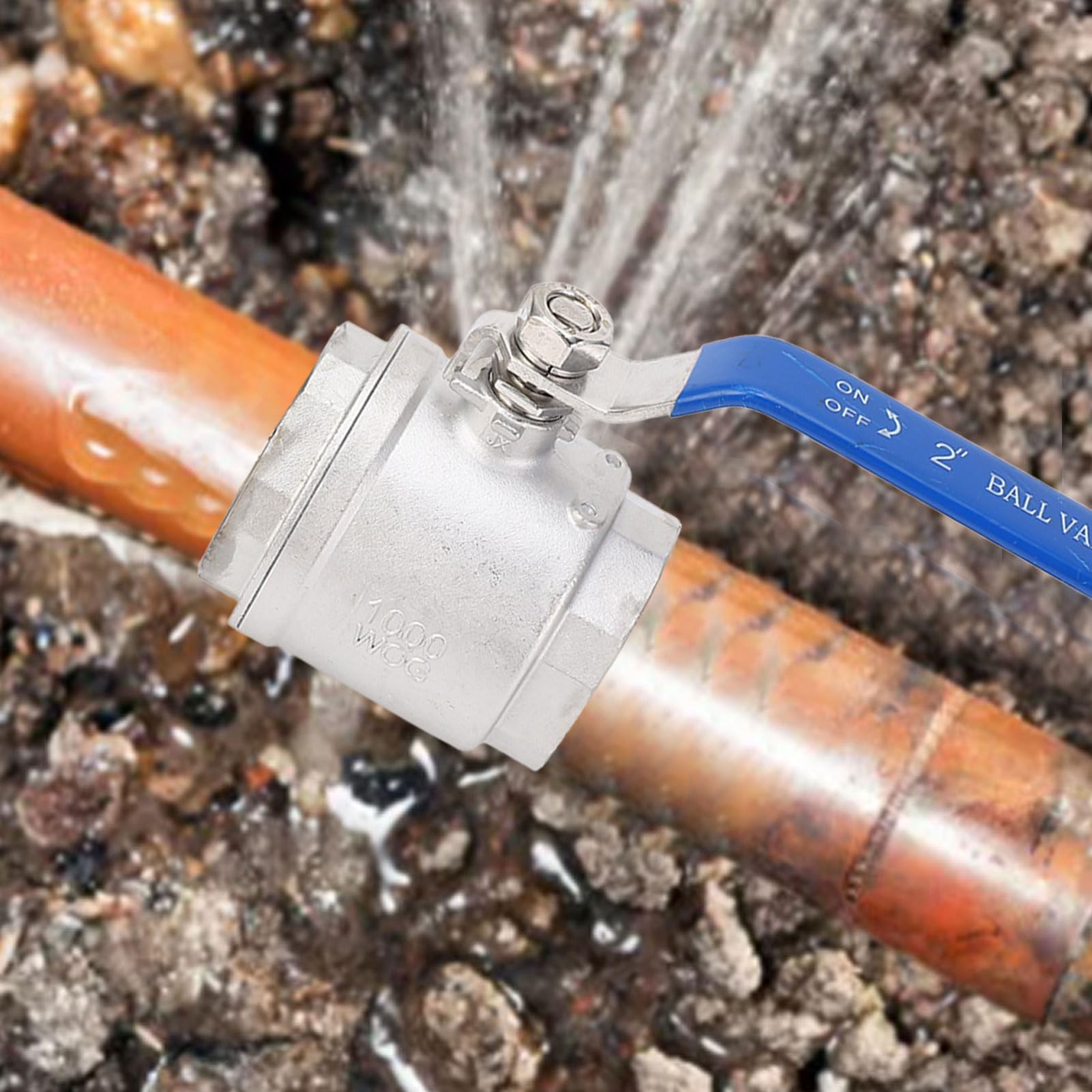 Zawór Kulowy DN50, 1000 Psi WOG ze Stali Nierdzewnej 304 do Pary Wodnej, Oleju, Dwuczęściowy Zawór Kulowy z Gwintem Wewnętrznym z Pełnym Portem 2 Cale DN50-20 ~ 200 ℃ do Wody,