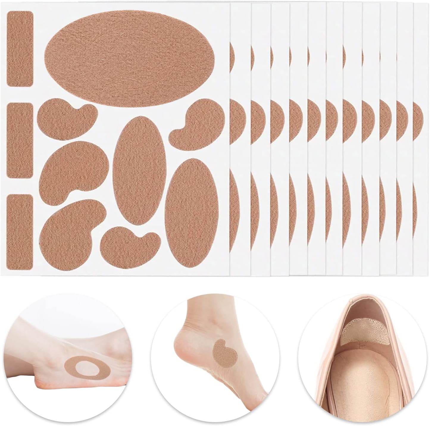 Moleskin Tape Blister Prevention Padding, 168 Pieces Flannel Adhesive Pads 11 Shapes Anti-wear Heels Stickers Heel Stickers for Blister Prevention : Health & Household