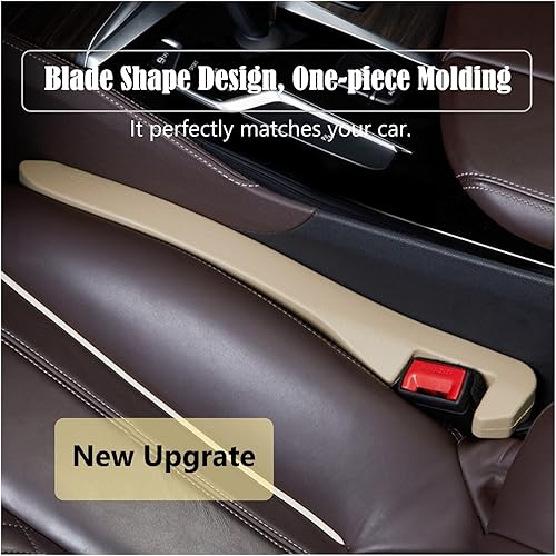 Miniatura 7 de 2 piezas de relleno de espacio para asiento de coche de piel sintética PU, bloqueador de caída para grietas de auto para rellenar el espacio lateral