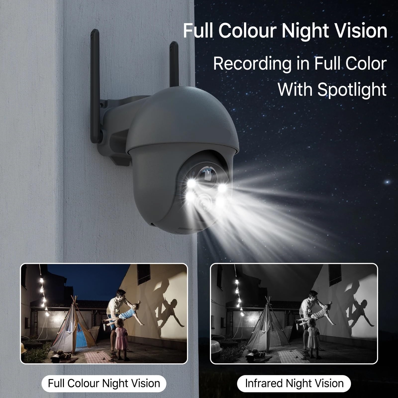 Telecamera di sicurezza esterna WiFi solare da 5 MP