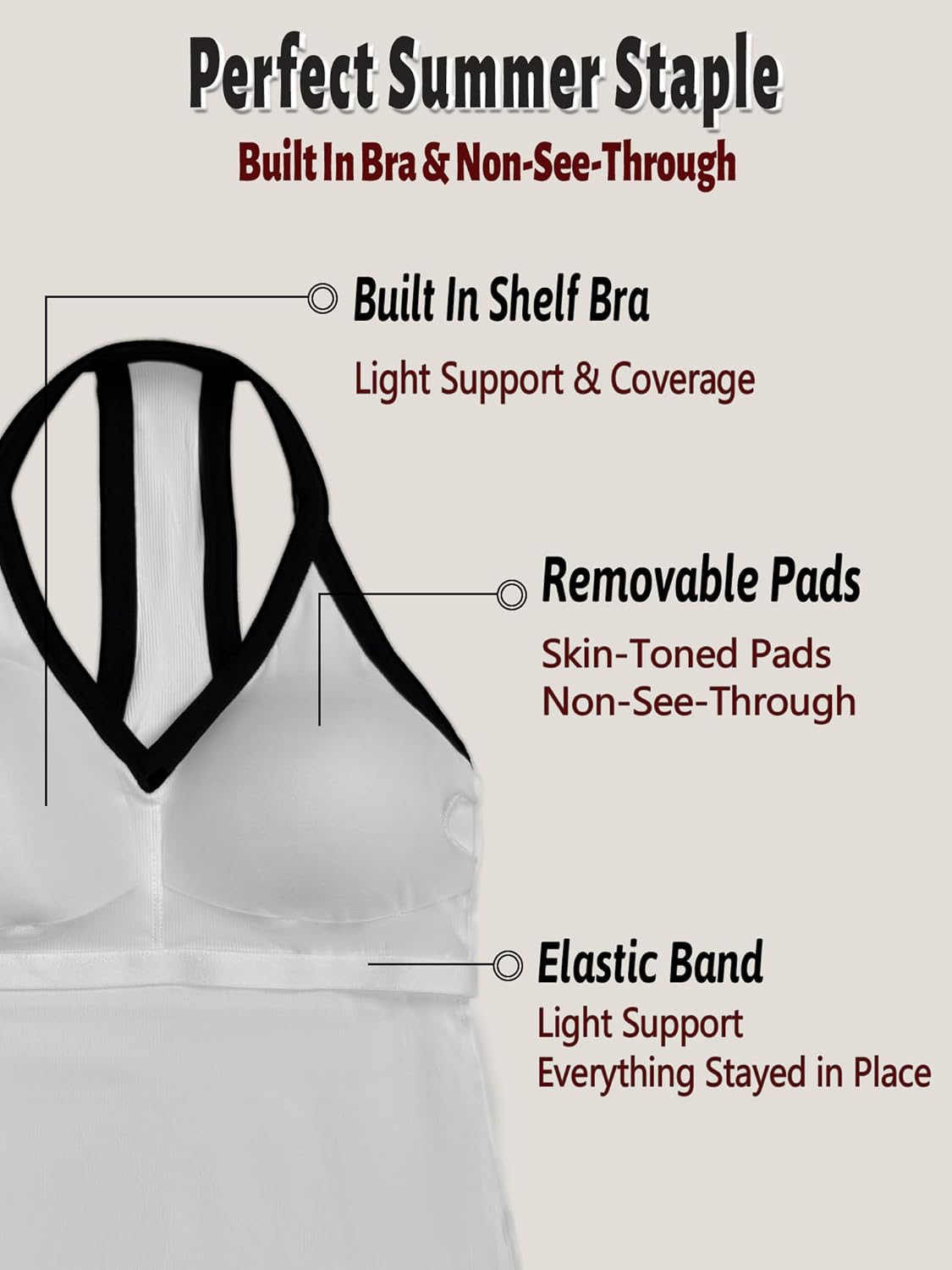 Danysu V Neck Cotton Tank Tops with Built-in Shelf Bra Sleeveless Racerback Fitted Basic Cami Shirts - Image 3