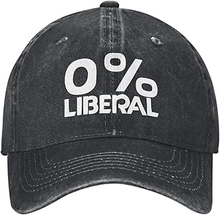 0% Liberal Hat Classic Vintage Distressed Baseball Cap, Washed Cotton, Adjustable Fit