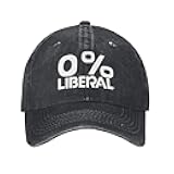 0% Liberal Hat Classic Vintage Distressed Baseball Cap, Washed Cotton, Adjustable Fit