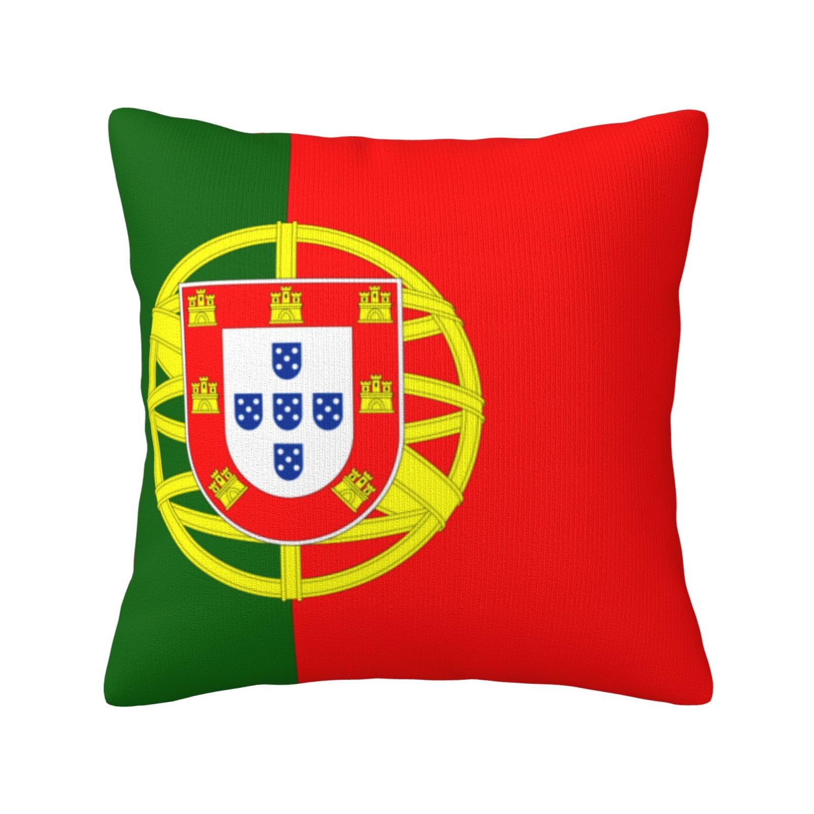 Flag of Portugal Print Decorative Throw Pillow Covers for Sofa, Outdoor and World Cup Celebrations