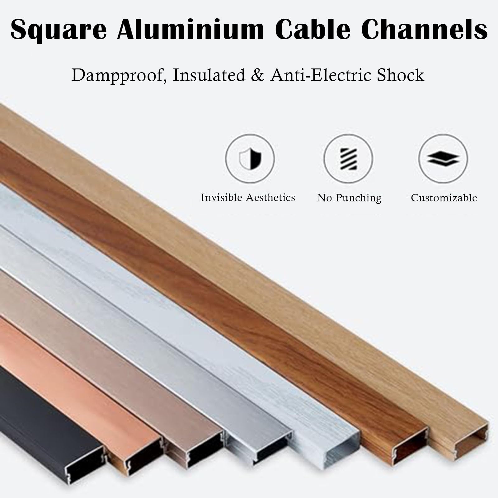 canaleta Cables Canaleta para Cables De Acero Inoxidable, Cubierta para Cables De Piso con Protección De Cables para Patios/almacenes/Apartamentos Al Aire(L 180cm x W 3cm x H 3cm)