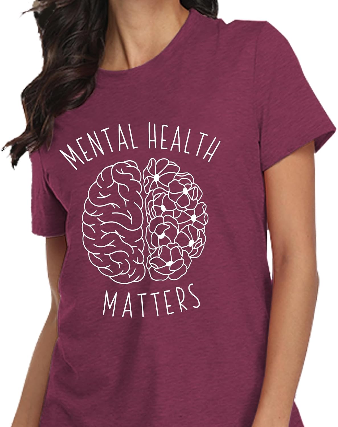 qdl Mental Health Matters Shirt Women - Human Brain Illness Awareness Tee for Therapist & Psychologist - Image 4