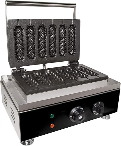 Miniatura 8 de Máquina de gofres de maíz para uso comercial gofres para perros calientes en un palo Acero inoxidable 110 V (6 piezas)