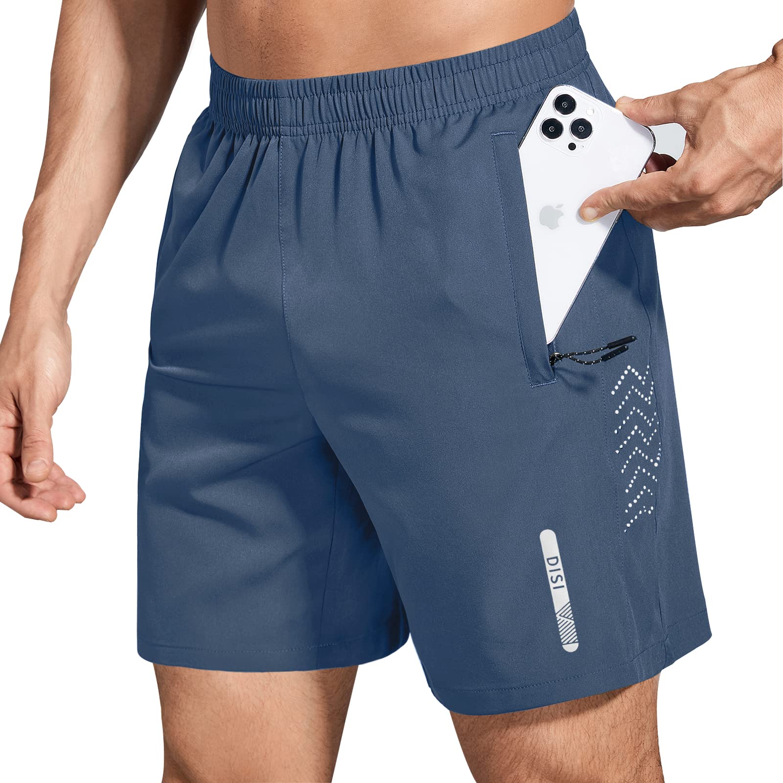 disiMens Athletic Shorts 7 Inch Quick Dry Running Sports Shorts Lightweight Workout Gym Shorts Elastic Waist Shorts with Pockets