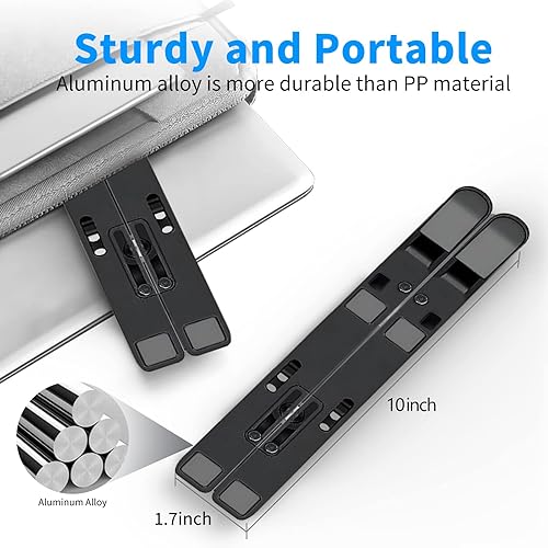 Miniatura 3 de Soporte para computadora portátil para escritorio, diseño ergonómico, ajustable, de aluminio, plegable, portátil, compatible con MacBook Air Pro,
