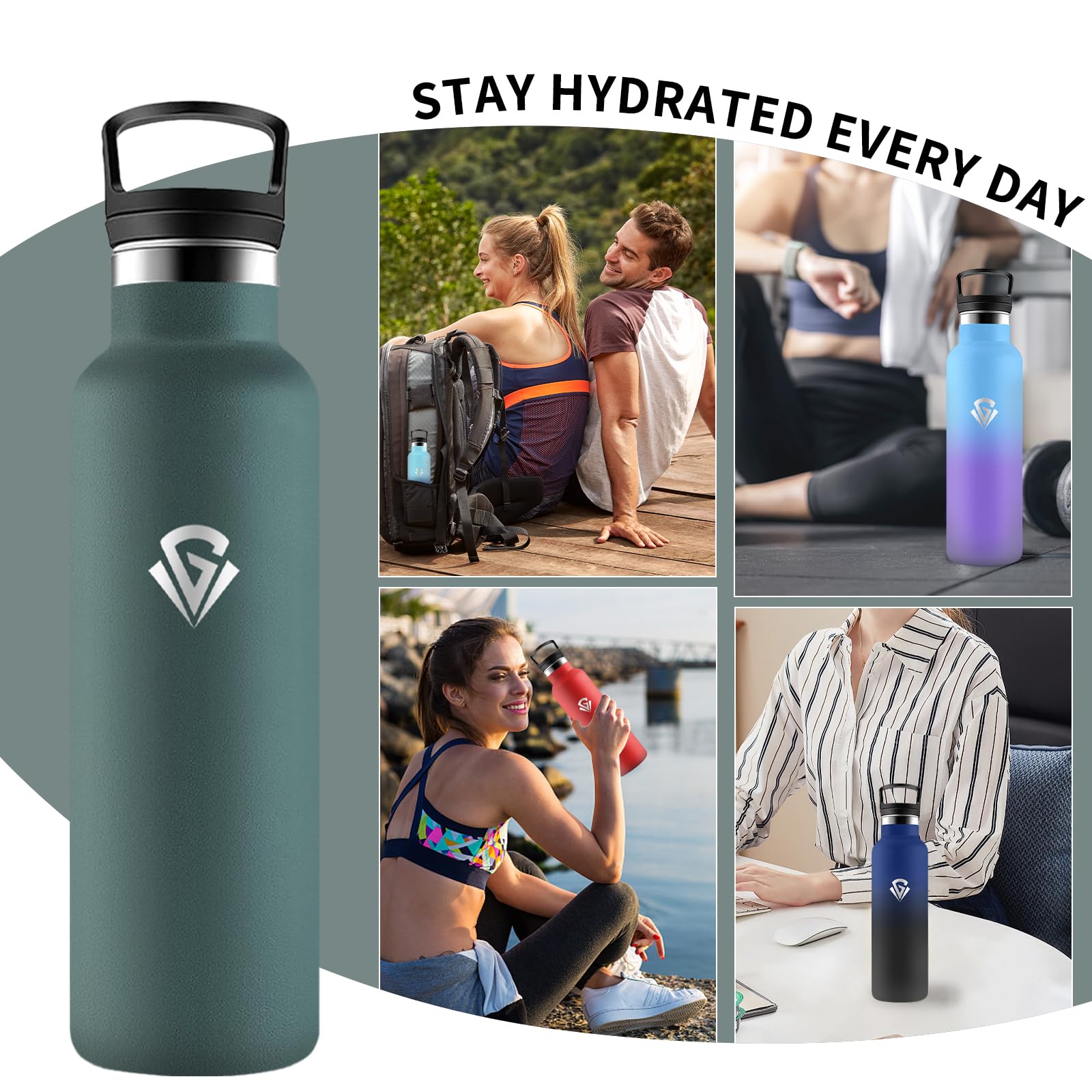 Borraccia Termica, Bottiglia Termica 750ml, Senza BPA, Bottiglia Termica Con filtro e Cannuccia, Borraccia Sportiva, Senza Perdite, Borracce per Campeggio, Viaggio, Fitness, Escursionismo, Palestra