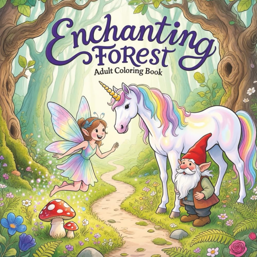 Enchanting Forest Adult Coloring Book: Relaxing Fantasy Coloring Pages Filled with Mystical Forest Creatures