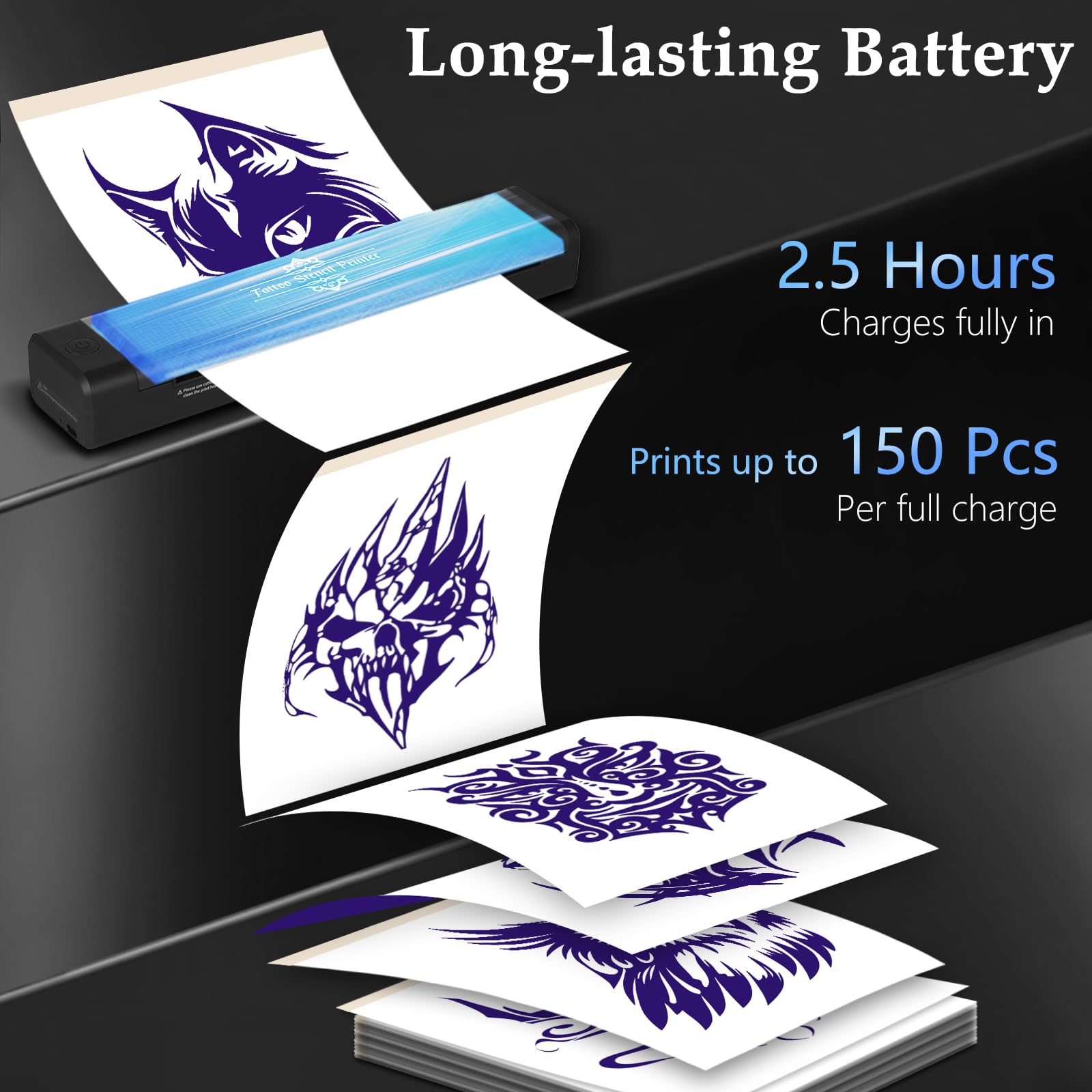 Thermocopieur Tatouage Bluetooth, Imprimante Thermique Stencil avec Transfert Papier, Machine Portable pour Artistes