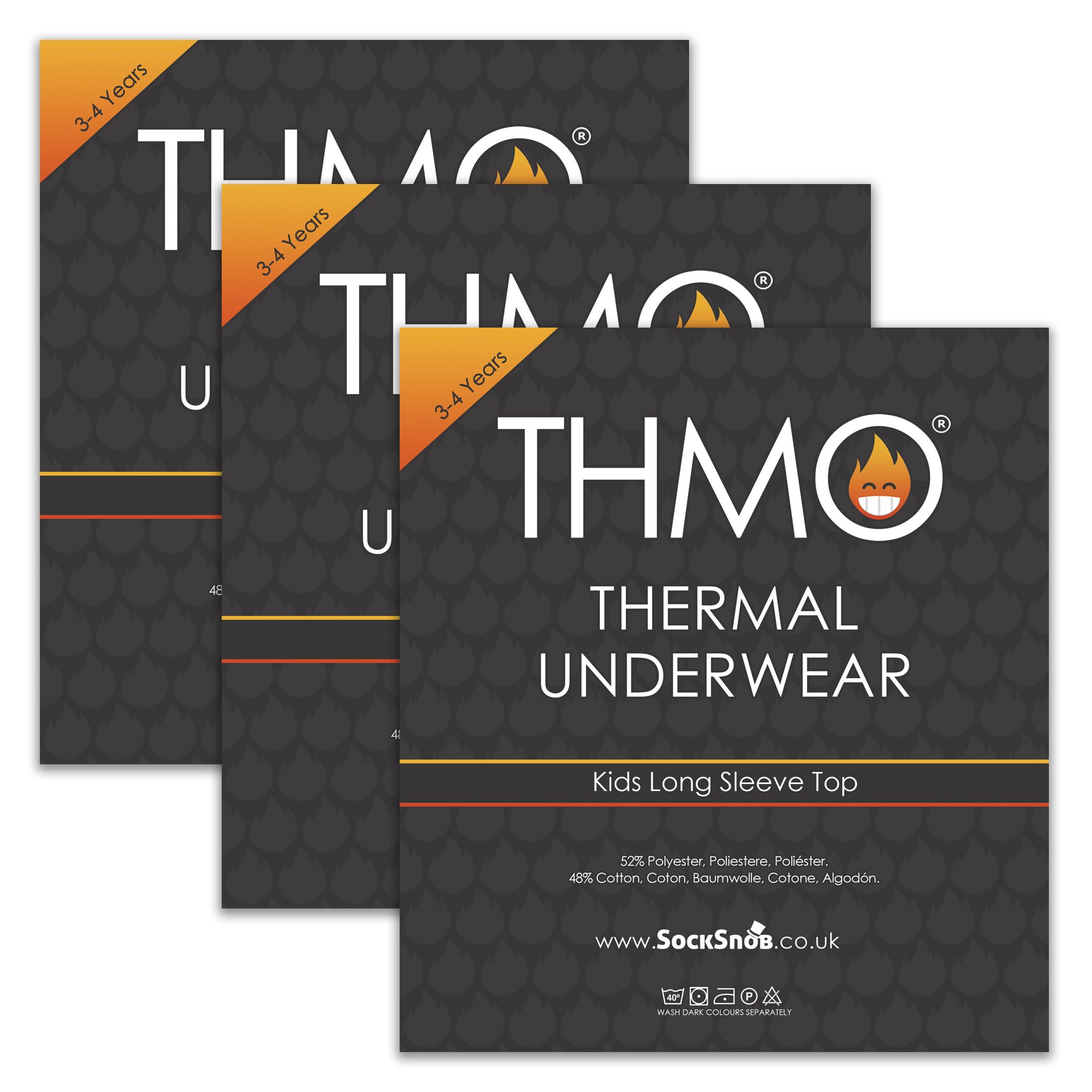 THMO - Confezione da 3 magliette termiche per bambini a maniche lunghe | Maglia intima invernale calda