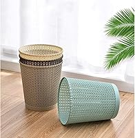 Vista 1 de Botes de basura huecos para el hogar, ratán de imitación sin tapa, cubo de basura de plástico, para baños, cocinas (color: marrón)