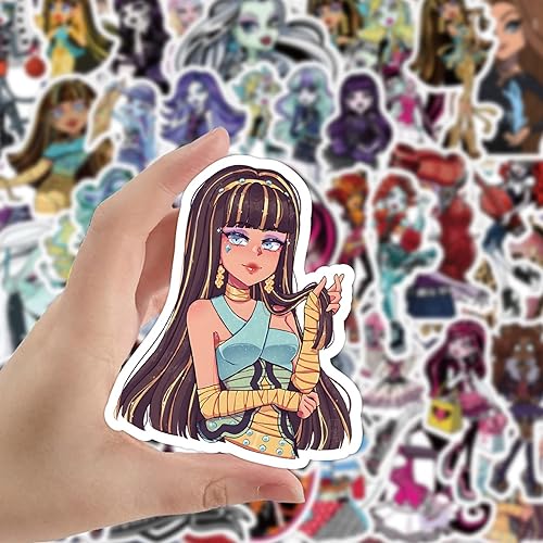 Miniatura 5 de LTZSTONE Calcomanías Monster High, 50 unidades, calcomanías para portátiles, botellas de agua, juguetes y regalos para adolescentes, niñas,
