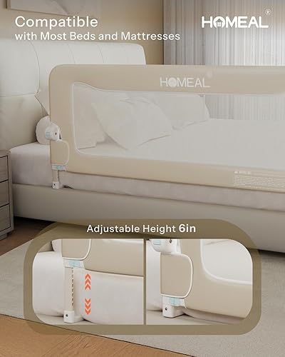 Miniatura 4 de HOMEAL Rieles plegables de 59 pulgadas, riel de cama para niños pequeños, protector de riel de cama para cama de bebé para tamaño King, tamaño