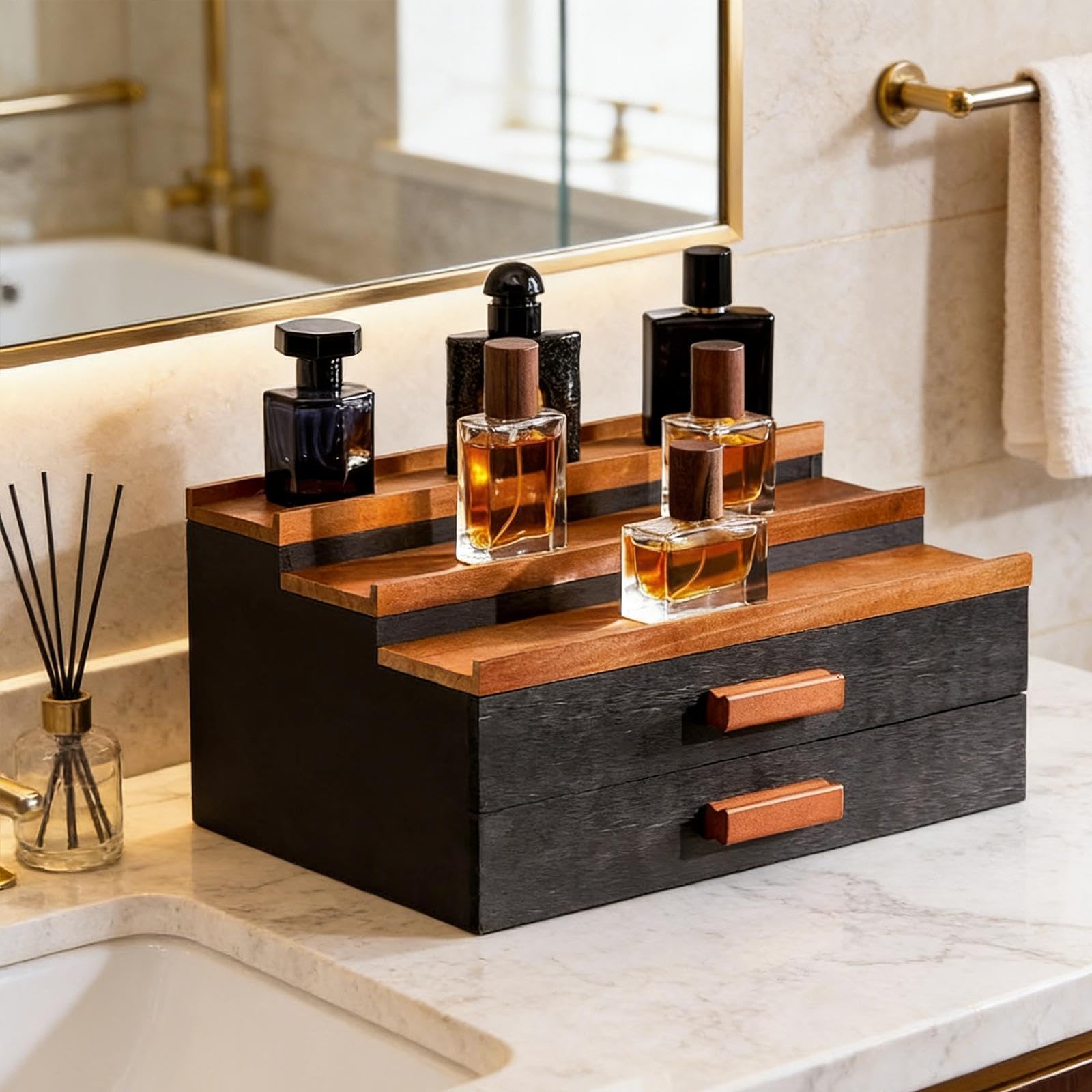 Gralara Elevadores de Exhibición de Perfumes, Organizador de Escritorio para Hombres para Almacenar Perfumes