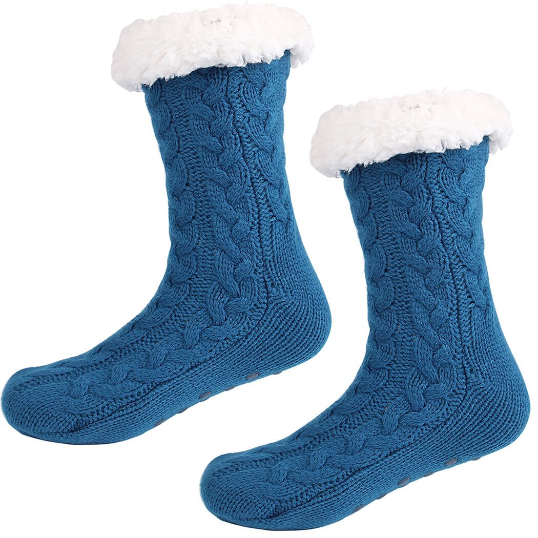 Calcetines térmicos elásticos y cálidos, clásicos: bonitos calcetines transpirables simples 6 pares antideslizantes de punto de invierno, multicolor, Talla única
