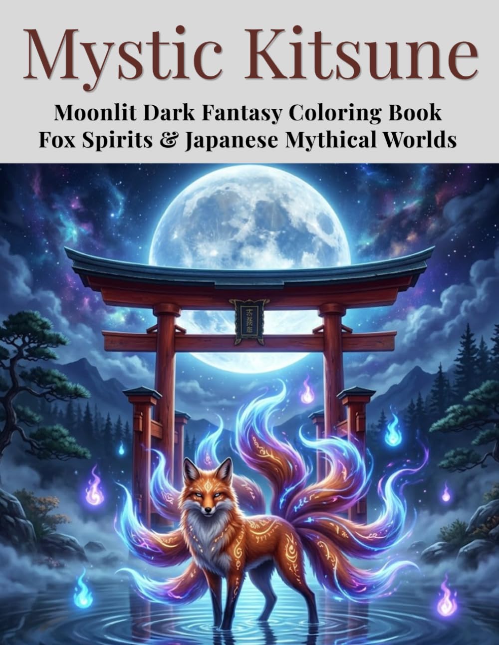 Mystic Kitsune: Moonlit Dark Fantasy Coloring Book Fox Spirits & Japanese Mythical Worlds (Mystic Kitsune Series)