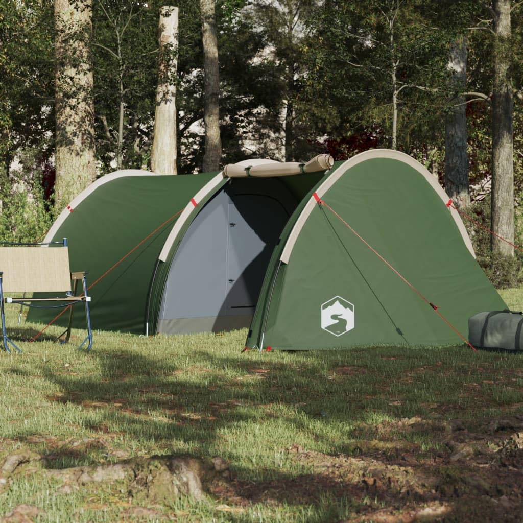 Namiot kempingowy dla 4 osób, zielony, 405 x 170 x 106 cm, 185T TAFT, namiot kempingowy, namiot kempingowy, namiot kempingowy – 94394