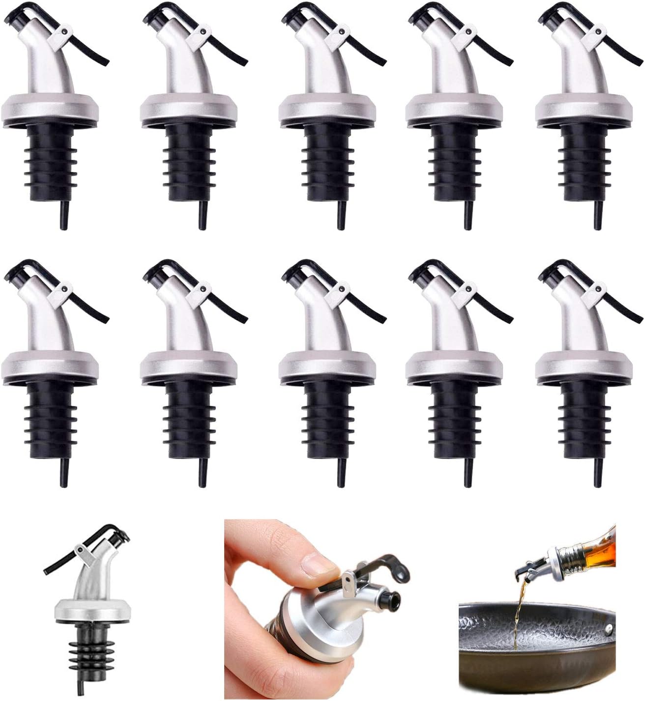 Cystarry 10 PCS Oil Pour Spouts, Olive Oil Vinegar Wine Dispenser with LeakProof