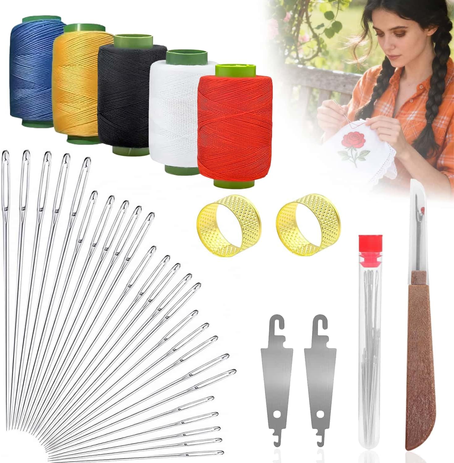 36Pcs Sewing Kit, Steel Sewing Needle Kit Christmas White Elephant Gifts for Adults Grandma Teen Girls Beginner Traveler Portable Sewing Supplies Accessories with Thread, Needles, Hand Sewing