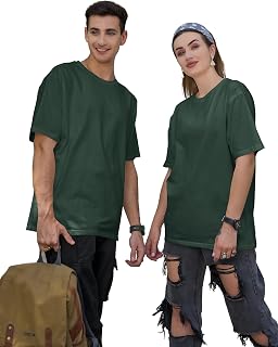 SOULITY Plain Unisex Oversized Fit T-Shirt (Green) | 240 GSM Price In India