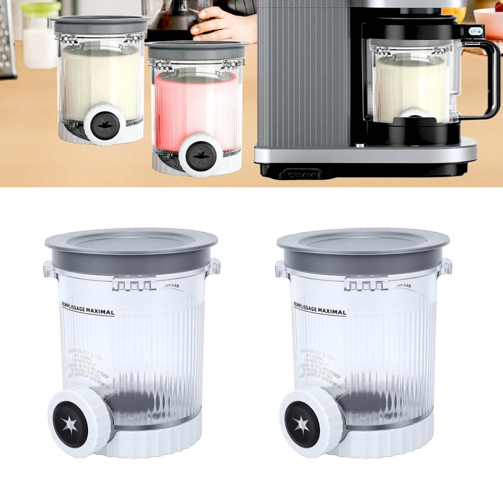 Contenitori per Gelato, 4 Pezzi Gelatiere Pinte e Coperchi Congelatore Ermetico Tazze Extra Sicure Sostituzione per NC700 NC701