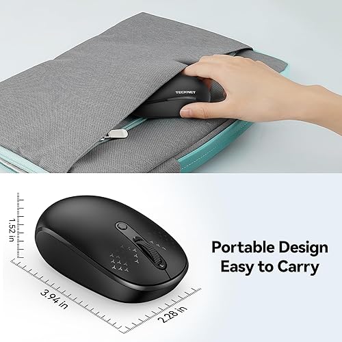 Miniatura 3 de Tecknet Mouse inalámbrico, mouse silencioso de 2.4 GHz con receptor USB, 4 botones, portátil, inalámbrico, para Chromebook, laptop, computadora,