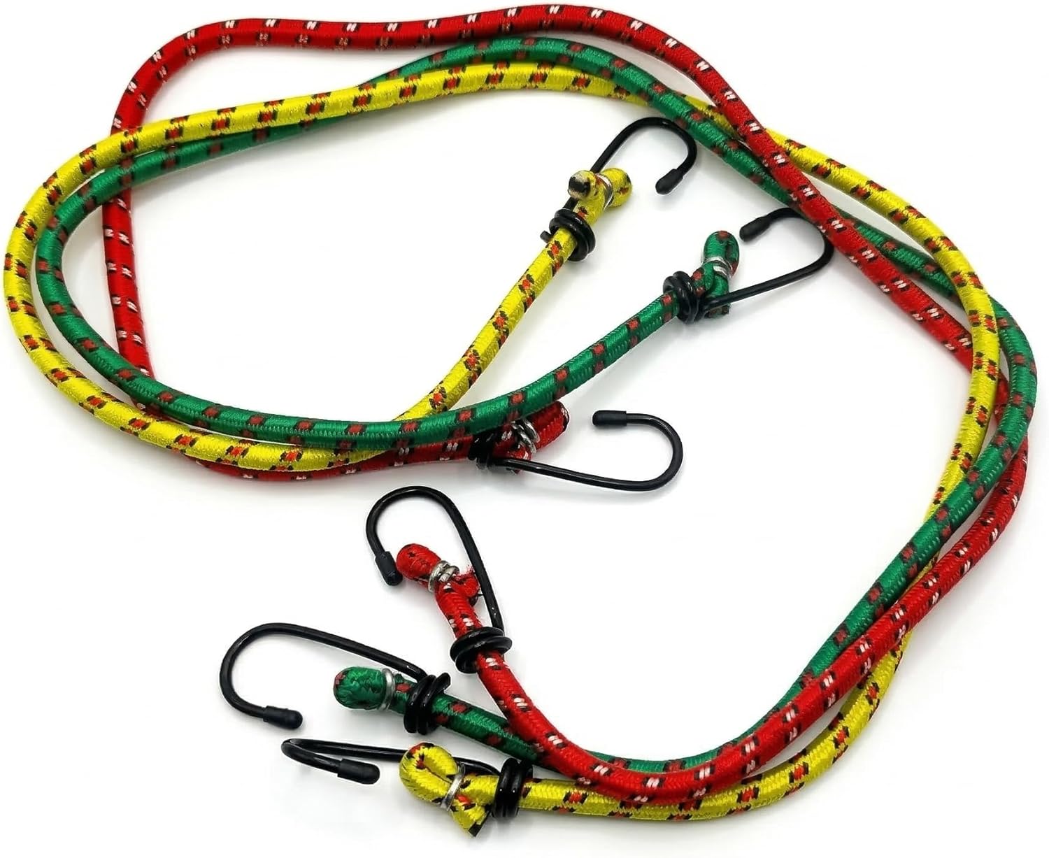 Bungee Cord Set 3PCS Elastic Tie Down Straps with Hooks | Stretch Rope for Luggage Bike Motorcycle Car Roof Rack Camping Cargo Securing Bungee Cords Random Colors 90cm