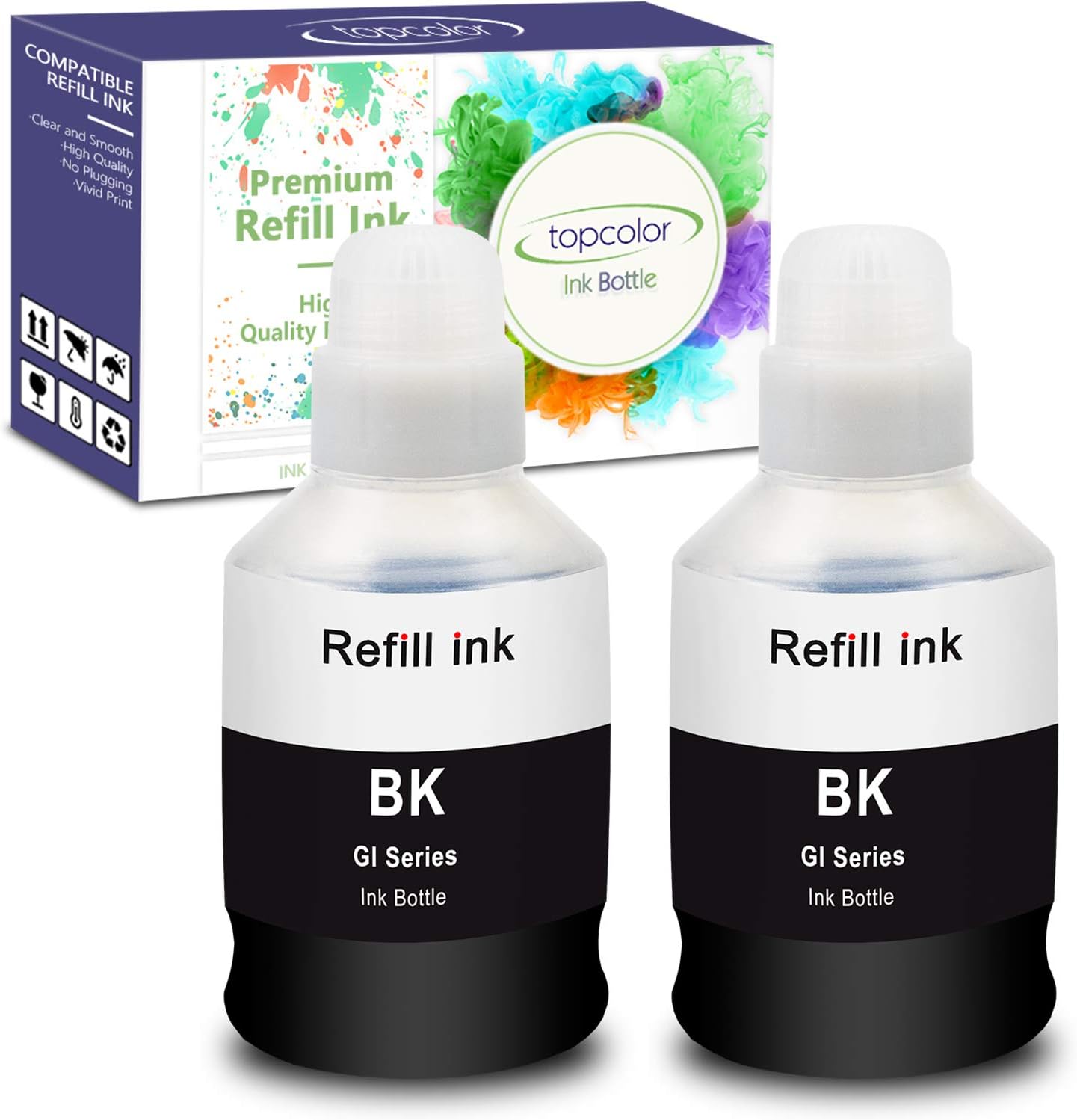 Topcolor Refill Ink Replacement for Canon GI20 GI20 Black