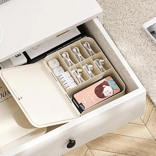 Miniatura 7 de Caja organizadora de cables, caja de organización de cables con bridas de alambre, caja de almacenamiento con tapa, organizador de electrónica para