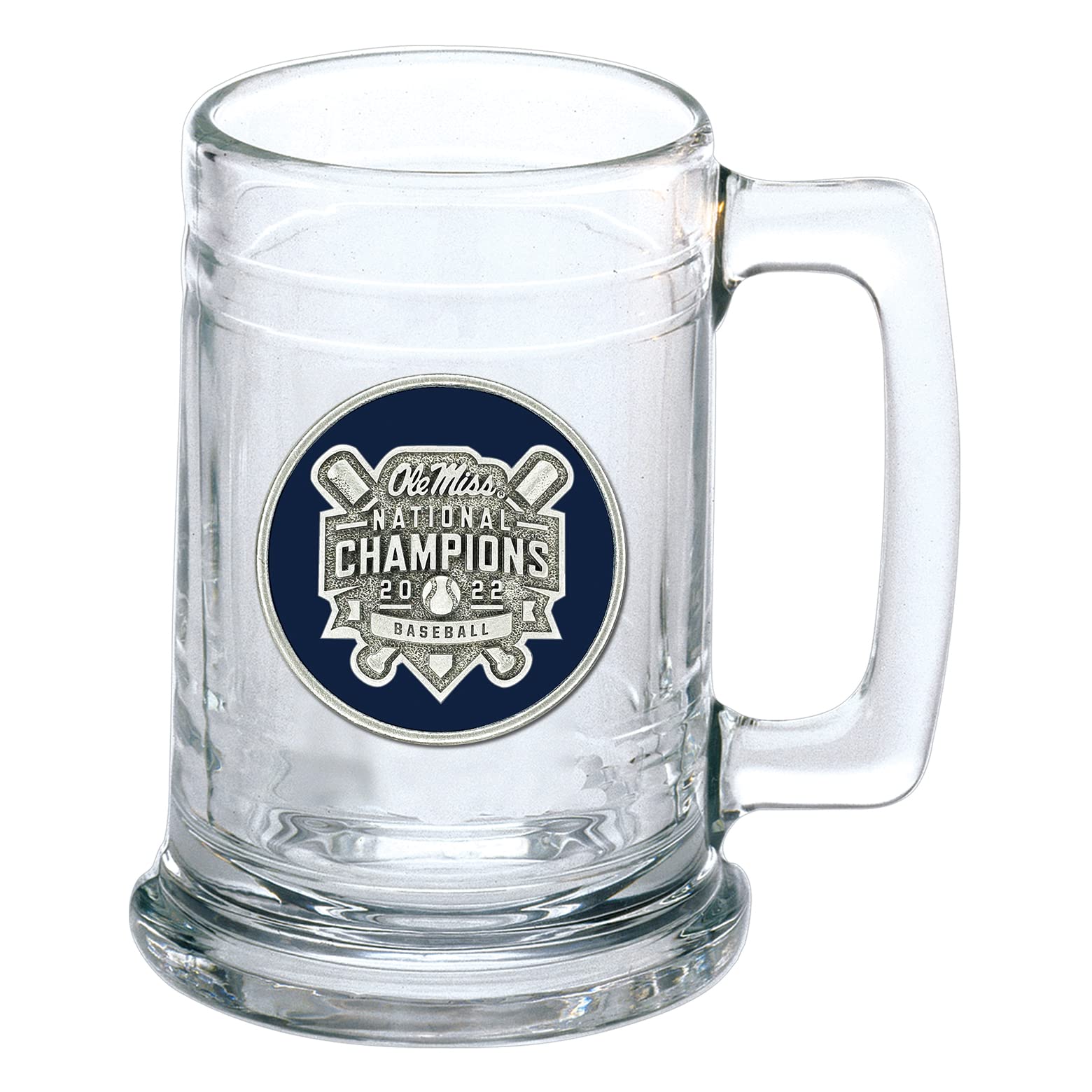 Heritage Pewter Ole Miss Baseball Champions Beer Stein Glass | 15 Ounce German-Style Beer Glass | Intricately Crafted Metal Pewter Alma Mater Inlay