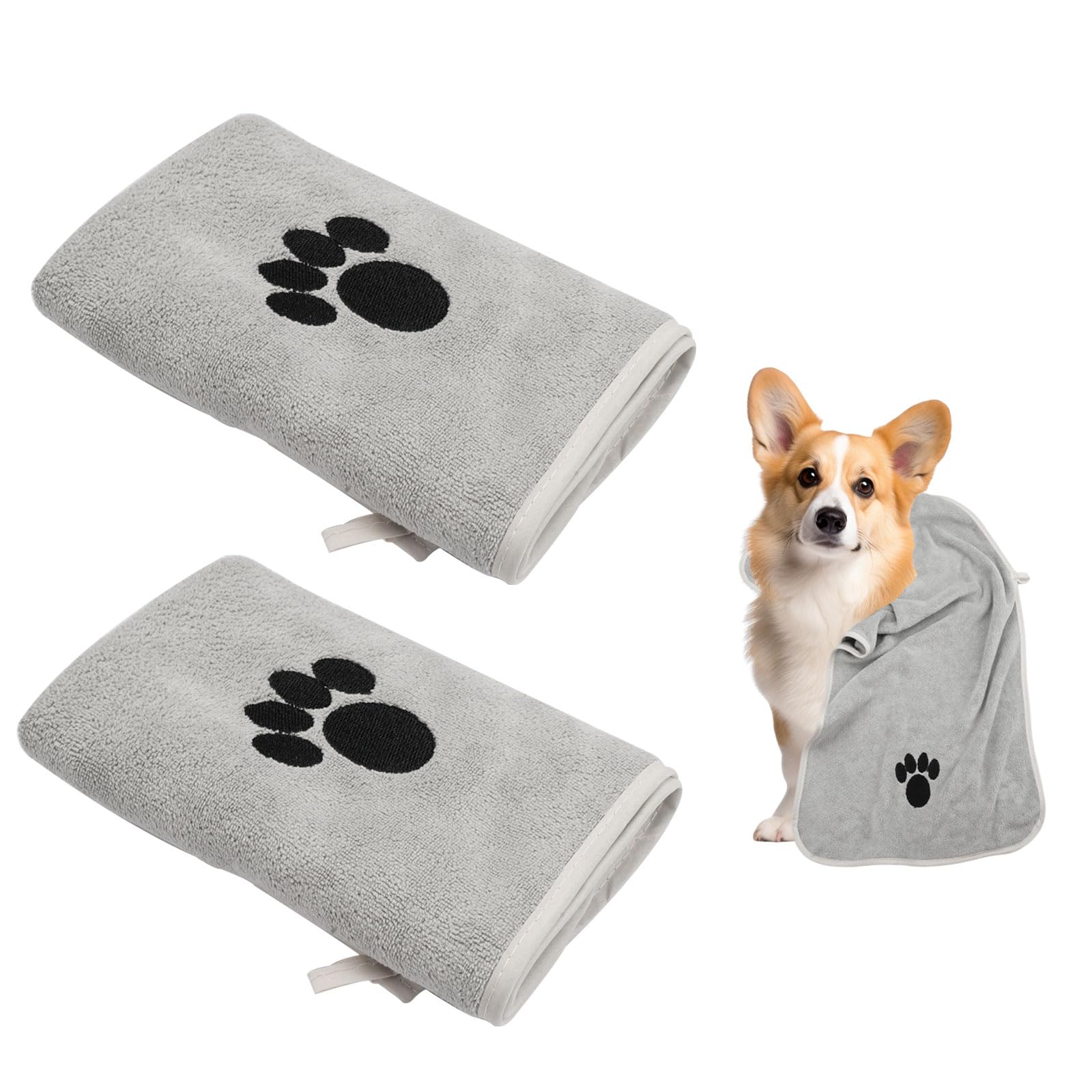 2 Piezas Toalla Perro, 75 x 35 cm Toalla Absorbente y Suave para Mascotas, Toallas de Microfibra para Perros, Toalla Perro Secado Rapido, Toalla para Mascotas, para Lluvia, Chubascos y Baño