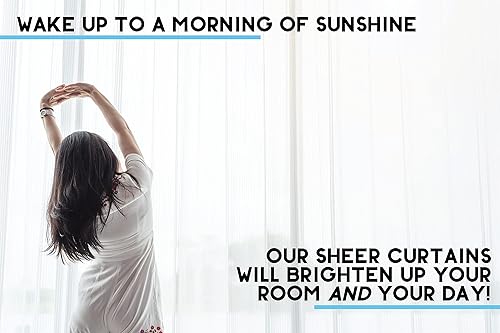 Miniatura 5 de HLC.ME - Juego de 2 paneles de cortina de gasa transparente para ventana, recámara, sala de estar. Juego de 2 paneles con longitudes de 45.72,