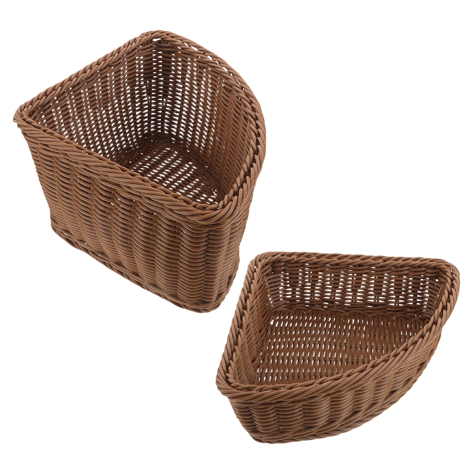 Cabilock Cesta de Almacenamiento en Forma de Abanico para Esquinas Juego de 2 Piezas de Plástico Imitación Ratán Tamaños 245X85 CM y 295X21 CM Organizador Multiusos para Cocina Baño