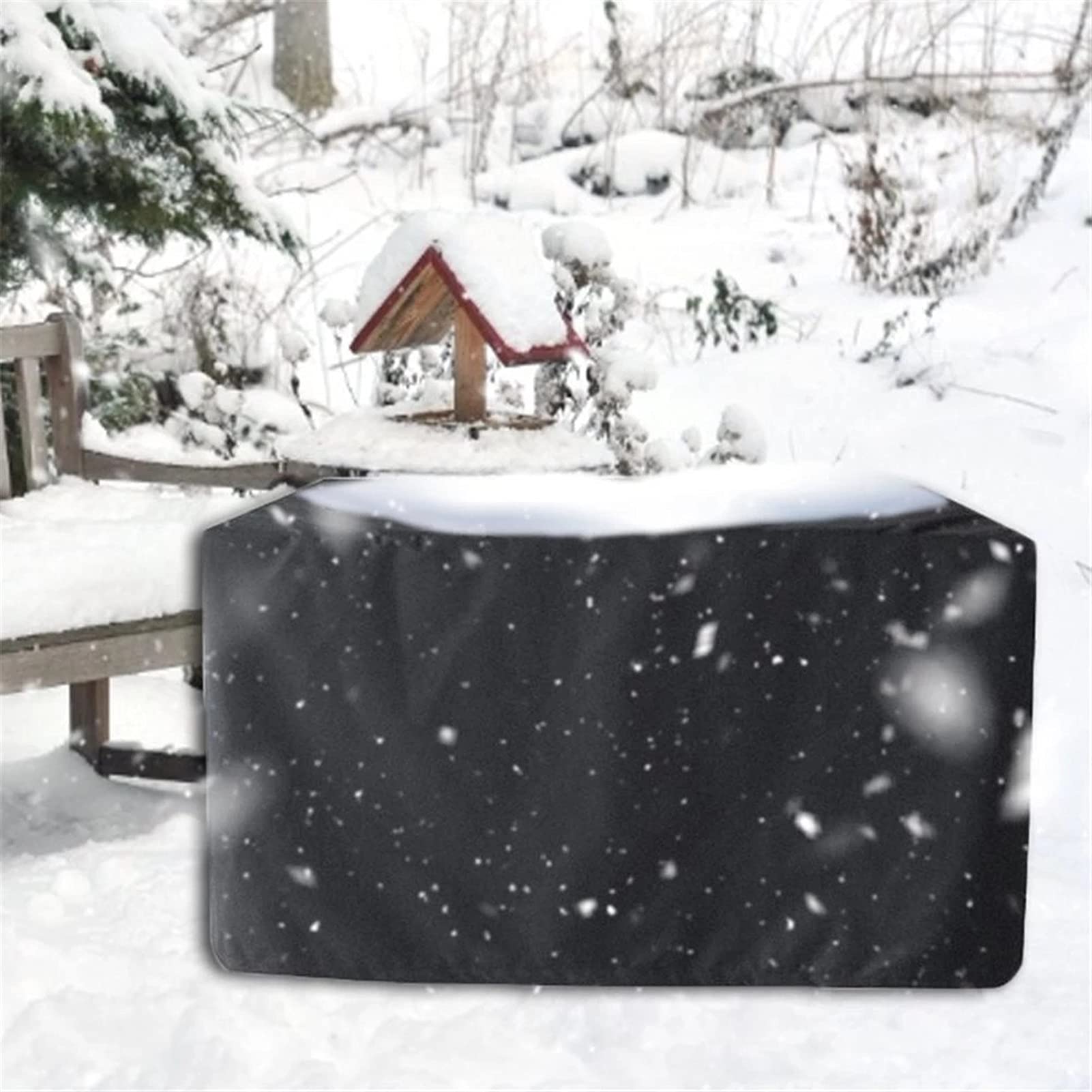 AWSAD Coperture Set Mobili Giardino, Copertura A Cubo in Rattan da Esterno, Oxford 210D Rettangolare con Coulisse Telone Impermeabile, Personalizzabile (Color : Nero, Size : 2x1x0.8m)