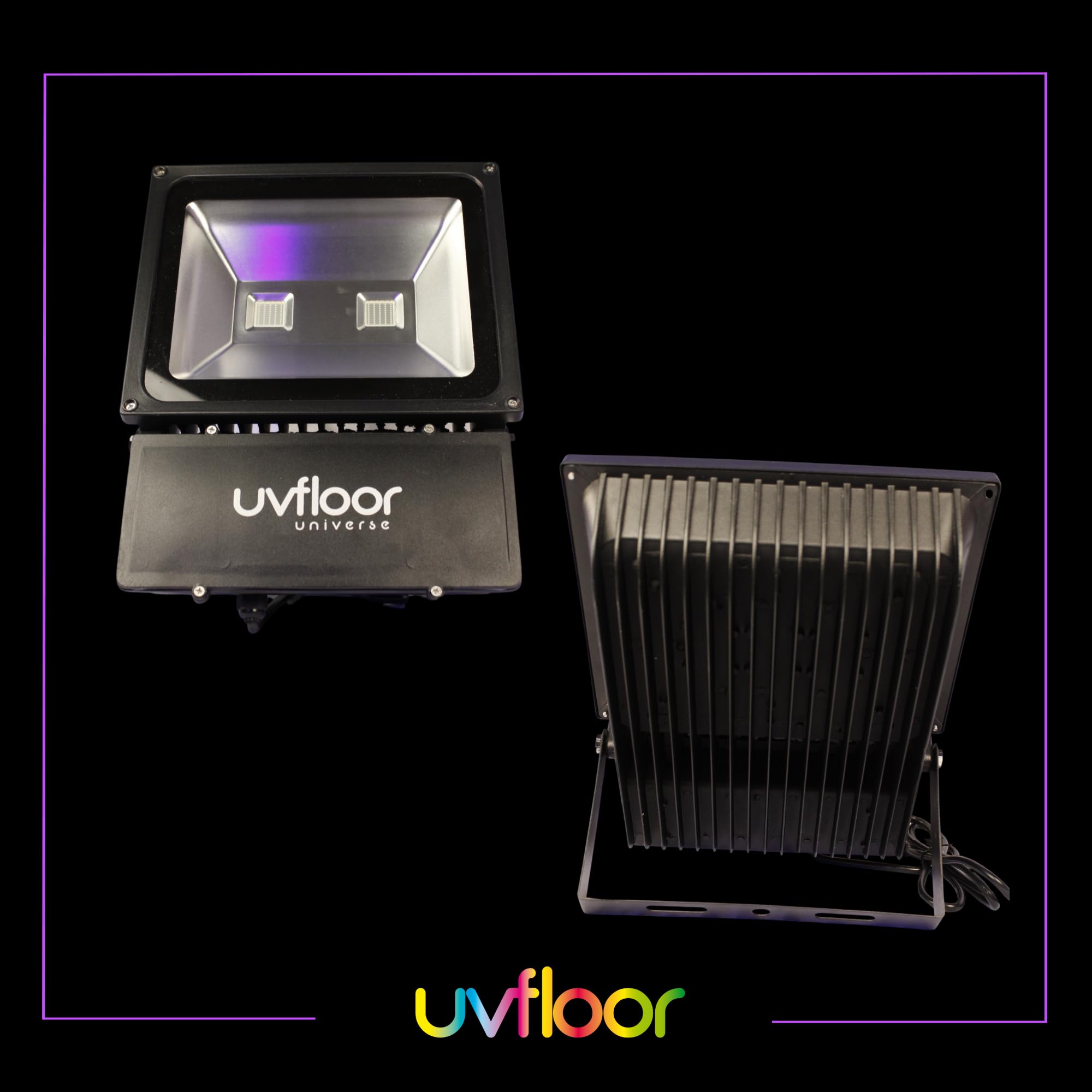 UVFloor - Led UV-Scheinwerfer 100W PRO - Ultraviolett 385 nm 400 nm - IP65 Wasserdicht Schwarzlicht UV Outdoor Indoor - mit 220V-Stecker - für Fluo-Party, Neon, Bar, Party