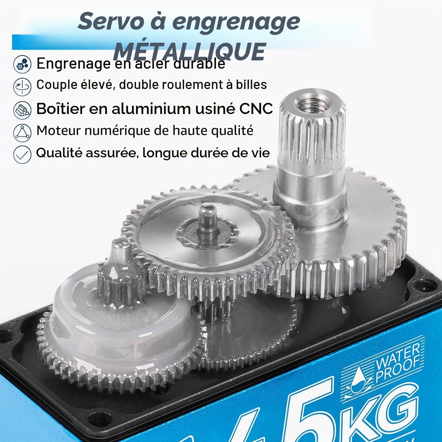 Internal metal gears of the Miuzei 45 kg servo