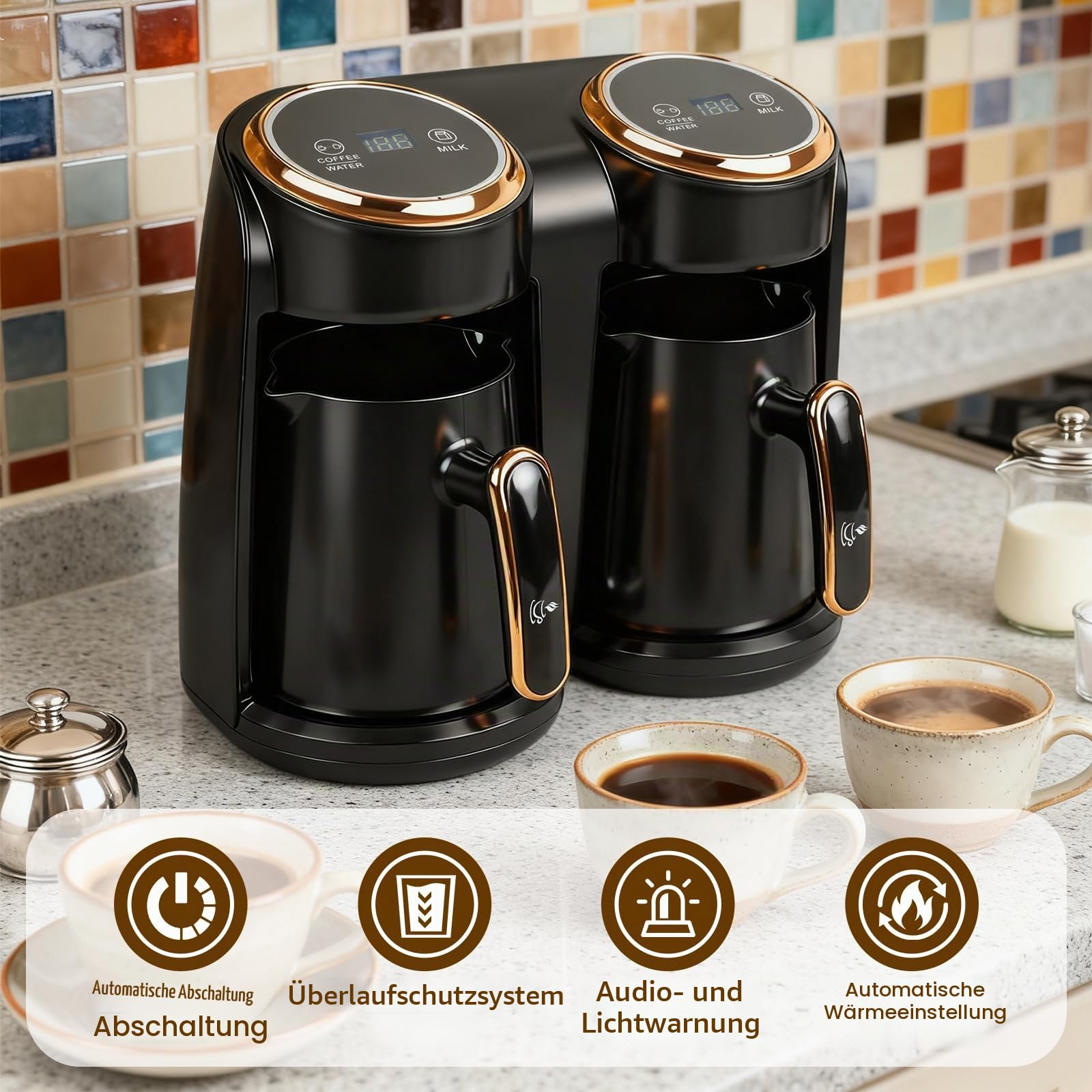 Türkische Kaffeemaschine, 600W+600W Türkische Kaffeekanne
