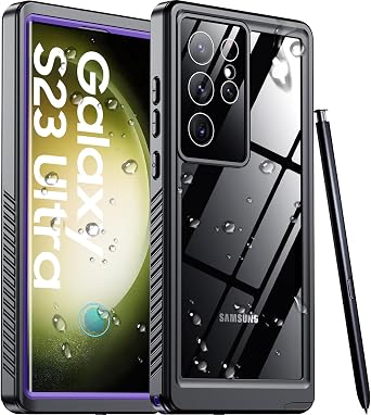 for Samsung Galaxy S23 Ultra Case Waterproof with Built-in Screen Protector 360 Full Body Shockproof Dustproof for Samsung S23 Ultra 5G Phone Case Heavy Duty Protective Purple