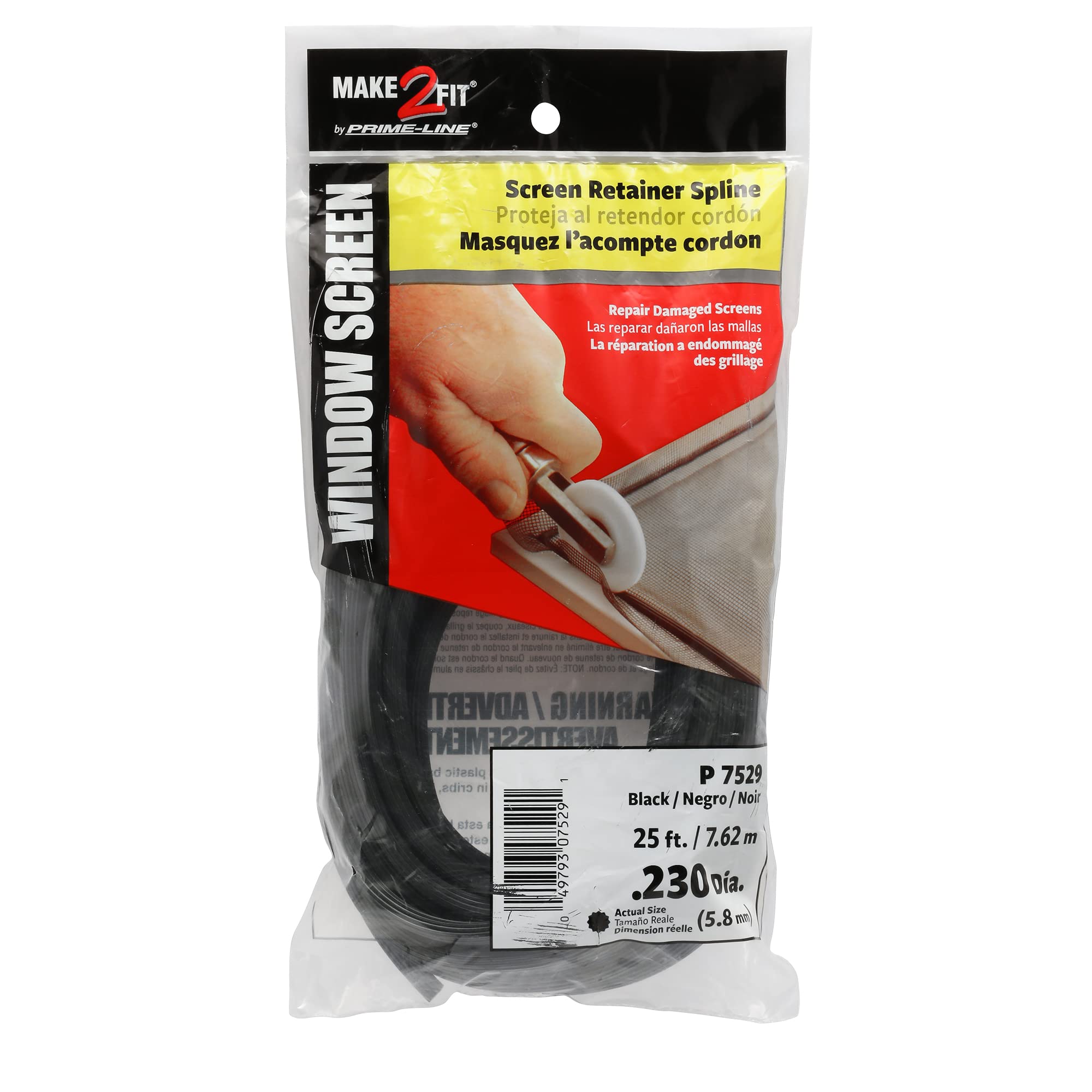 Spline moustiquaire détendue ? Solution joint Prime-Line P 7529 noir