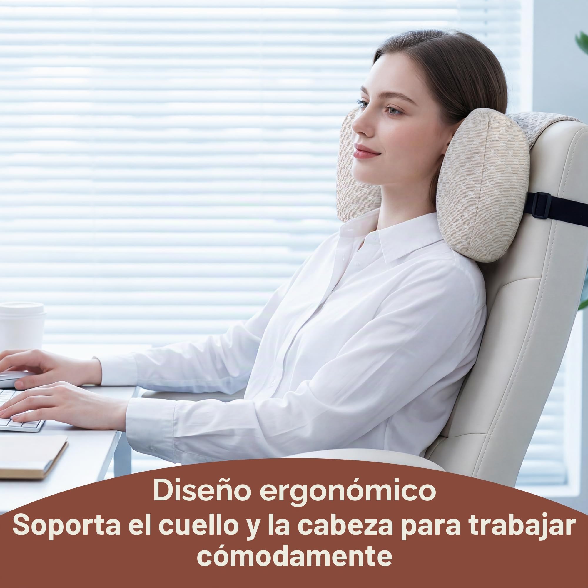 Almohada cervical de espuma viscoelástica para sillón relax – Reposacabezas ergonómico contra el dolor de cuello, soporte de cabeza y cuello para dormir de lado, antideslizante y ajustable