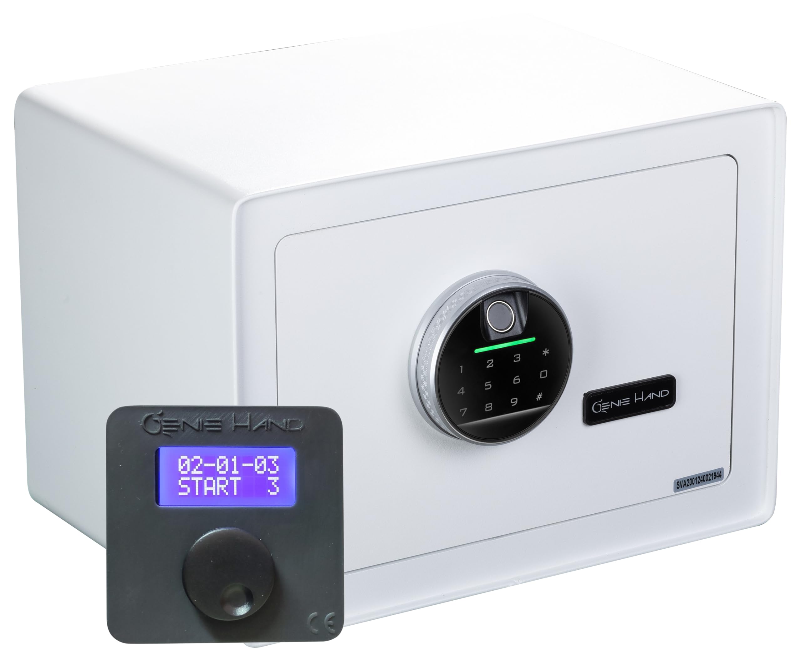 Genie Hand - Caja Fuerte a Tiempo Premium C90 con Lector de Huellas Dactilares y Alimentación de Emergencia