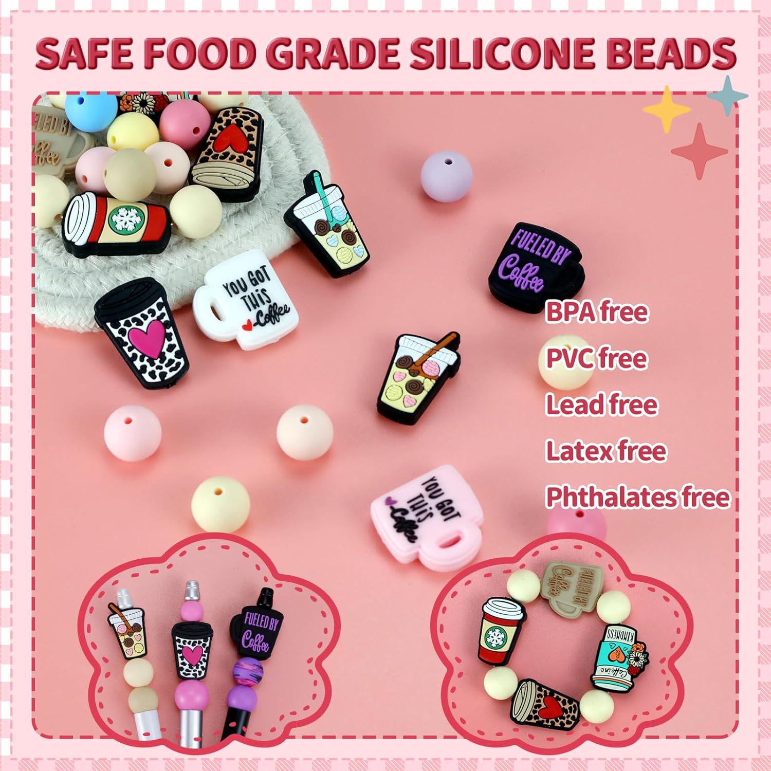 12pcs Coffee Silicone Focal Beads, Focal Beads for Keychain Making, Pens, Bracelet, Necklace Crafts, Bulk for DIY(Coffee) - Image 6